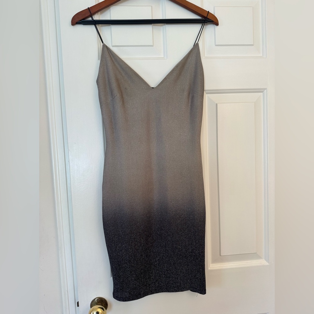 The Vintage Shop sparkle Gray Ombre Backless Dress